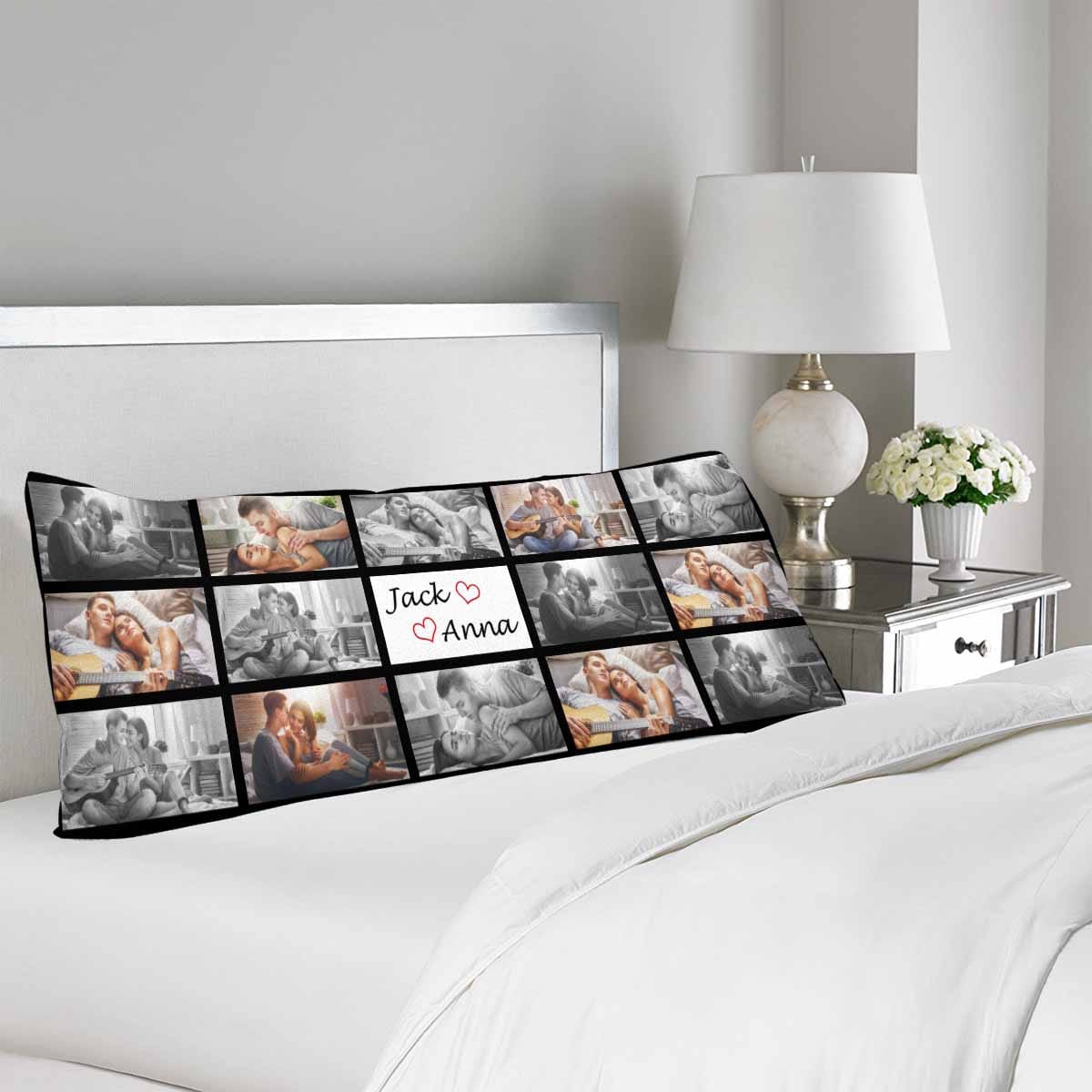 Design Body Pillow Case Custom Photo&Name Couple Body Pillow Cover 20"x54"