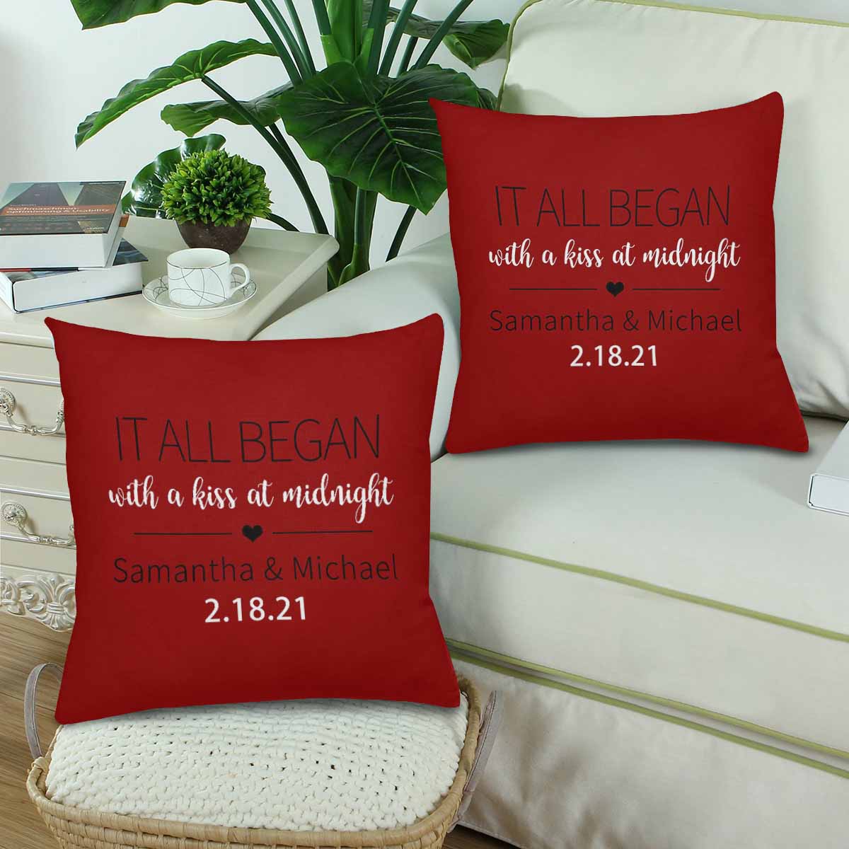 Personalized Design Pillow Case Custom Date&Name First Throw Pillow Cover