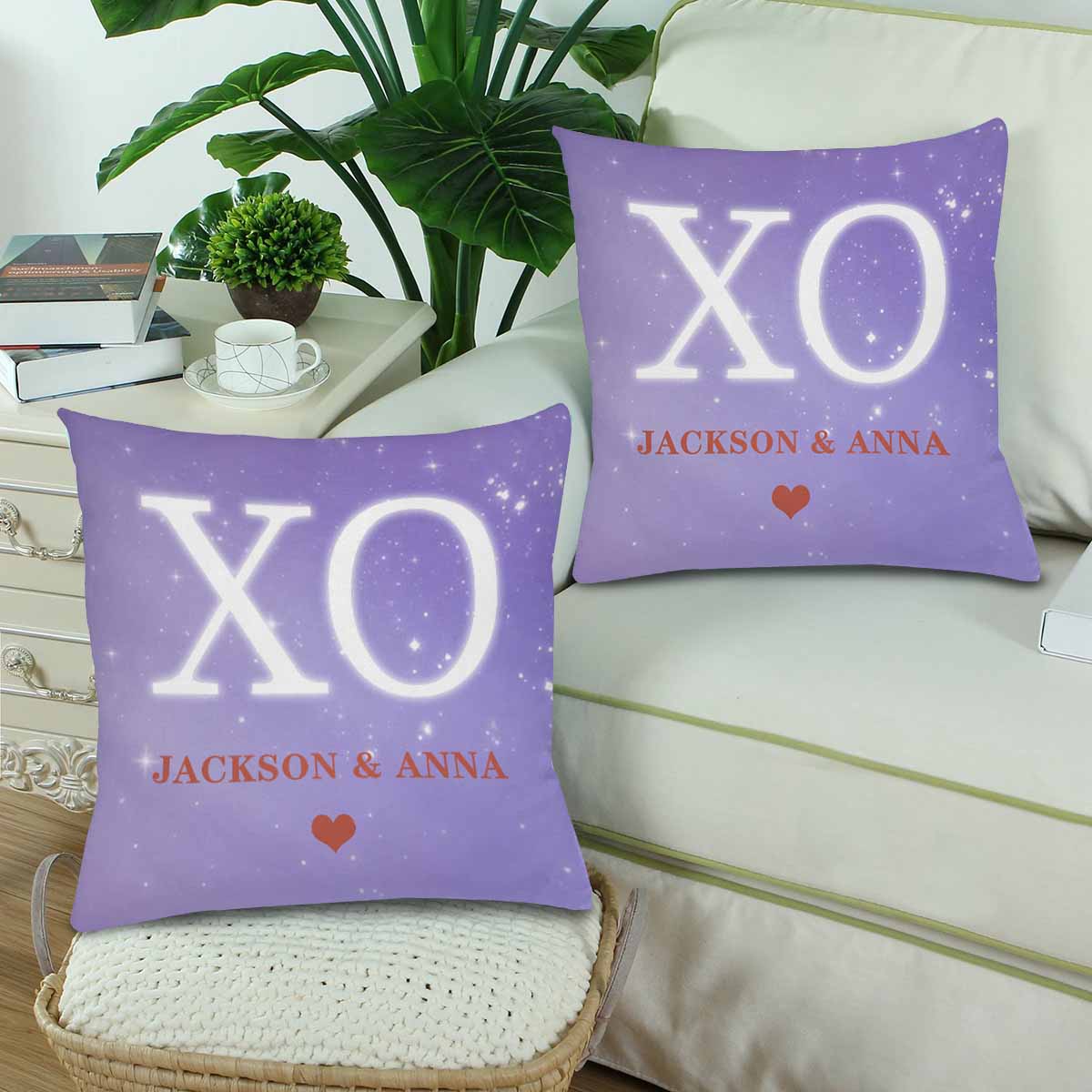 Personalized Text Pillow Case Custom Name XO Throw Pillow Cover for Lover