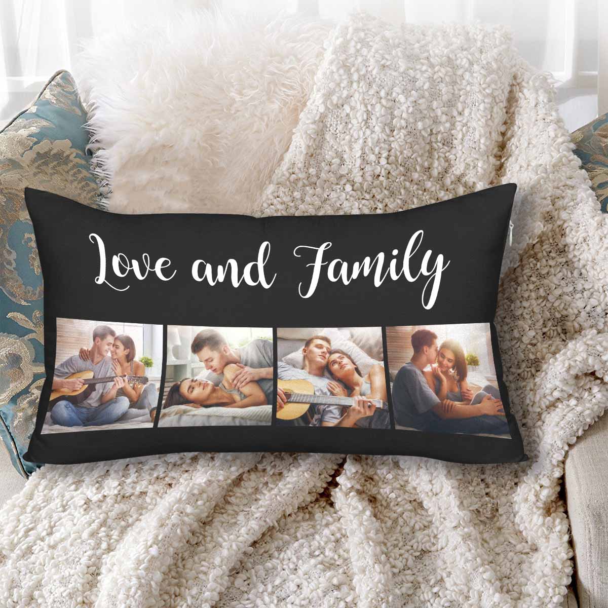 Photo Collage Pillowcase Custom Photo Love And Family Rectangle Pillow Case