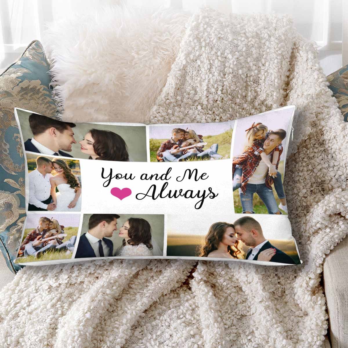 Photo Collage Pillowcase Custom Photo You And Me Rectangle Pillow Case