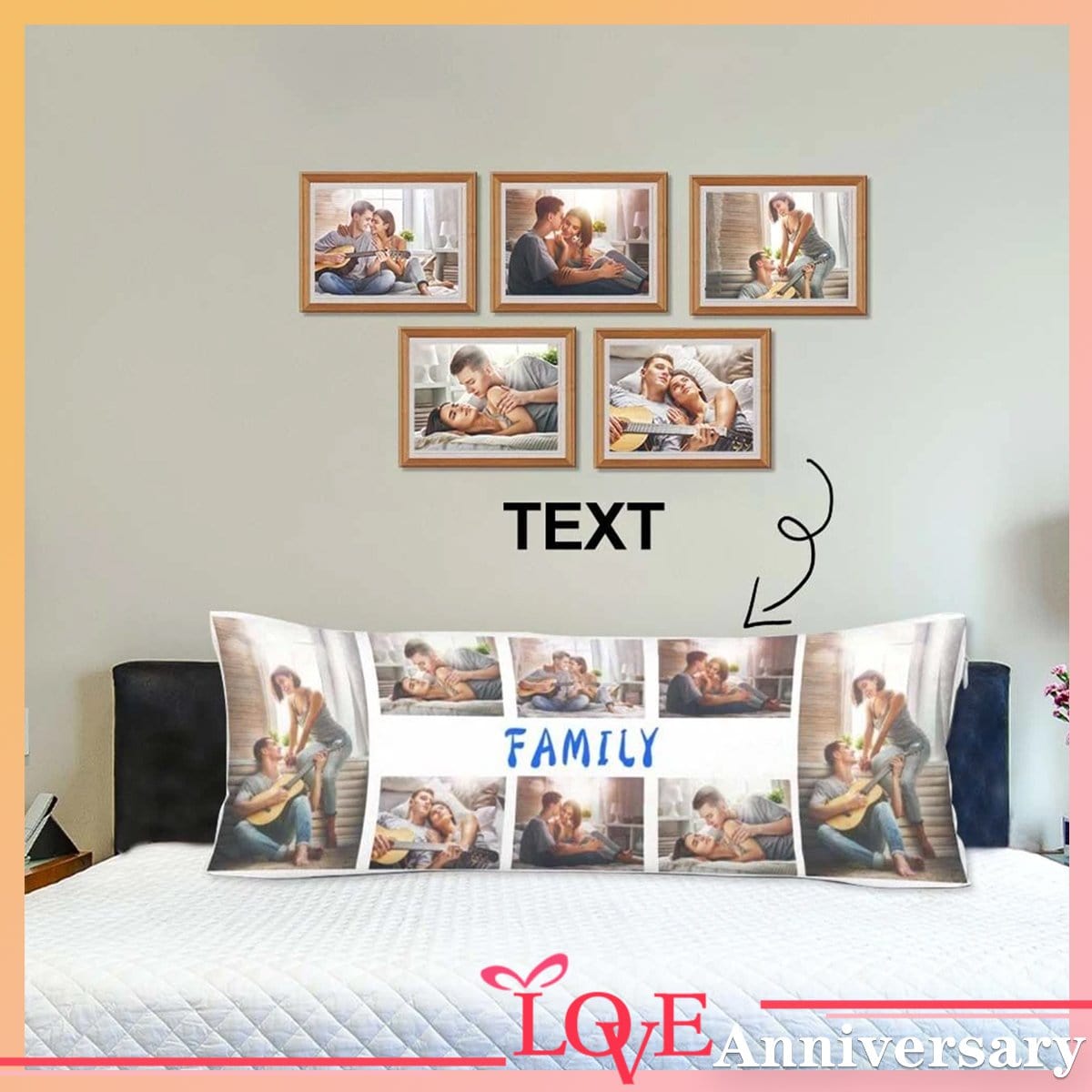 Print Photo on Body Pillow Cover Custom Text&Photo Body Pillow Case 20"x54"