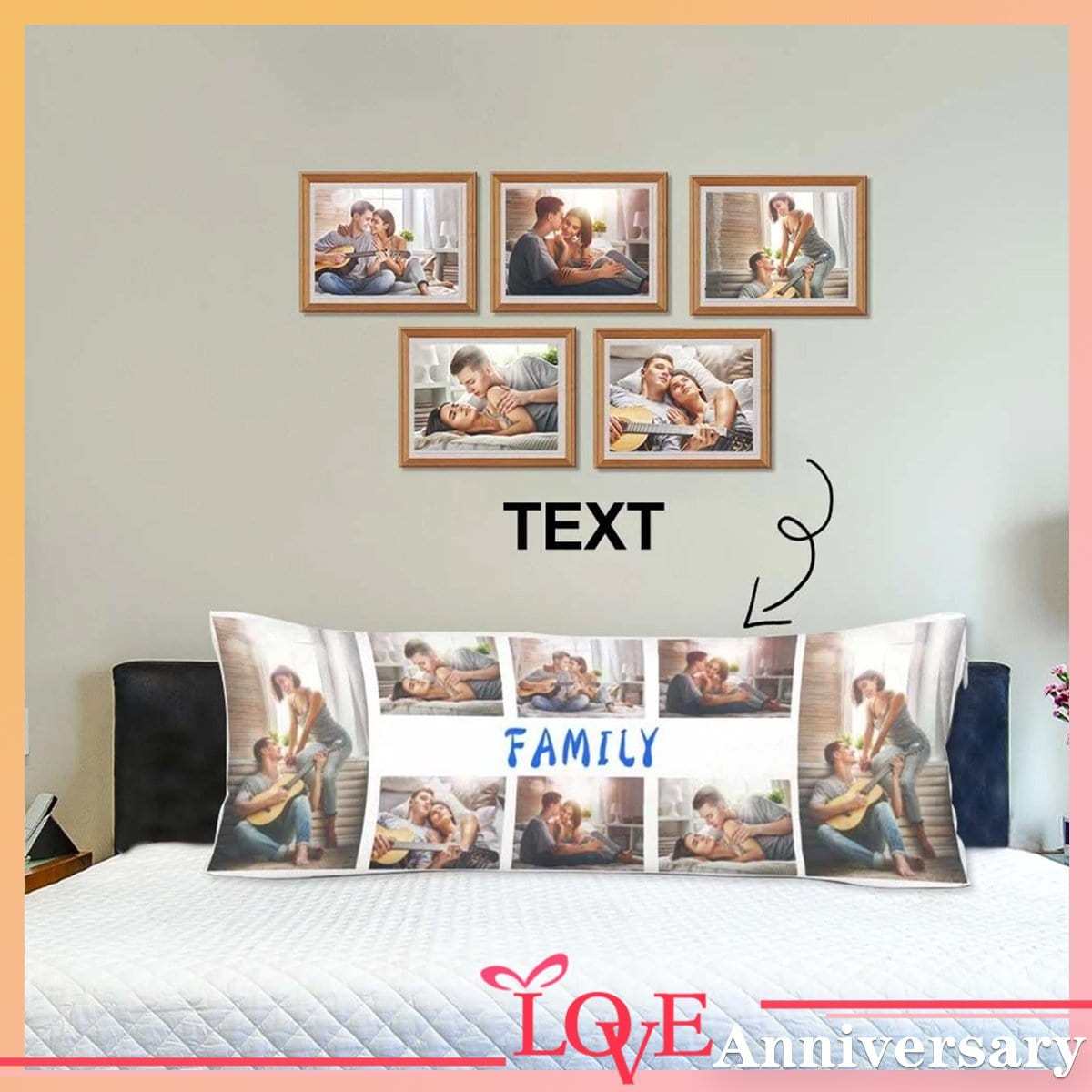 Print Photo on Body Pillow Cover Custom Text&Photo Body Pillow Case 20"x54"