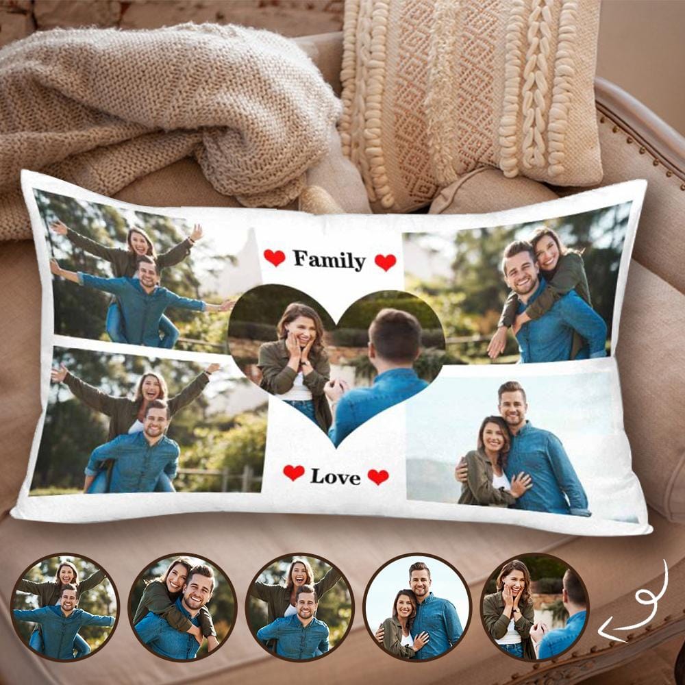 Rectangle Pillow Case with Custom Photo Print Family Love Picture on Pillow Cover