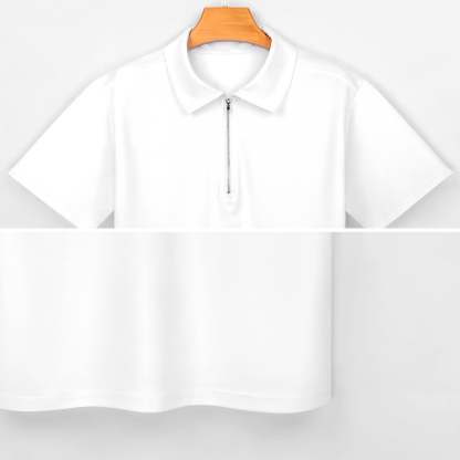 Custom #Plus-Size Custom Face US Flag Men's Short Sleeve Polo Shirt Personalized Zipper All Over Print Golf Shirt - YesCustom