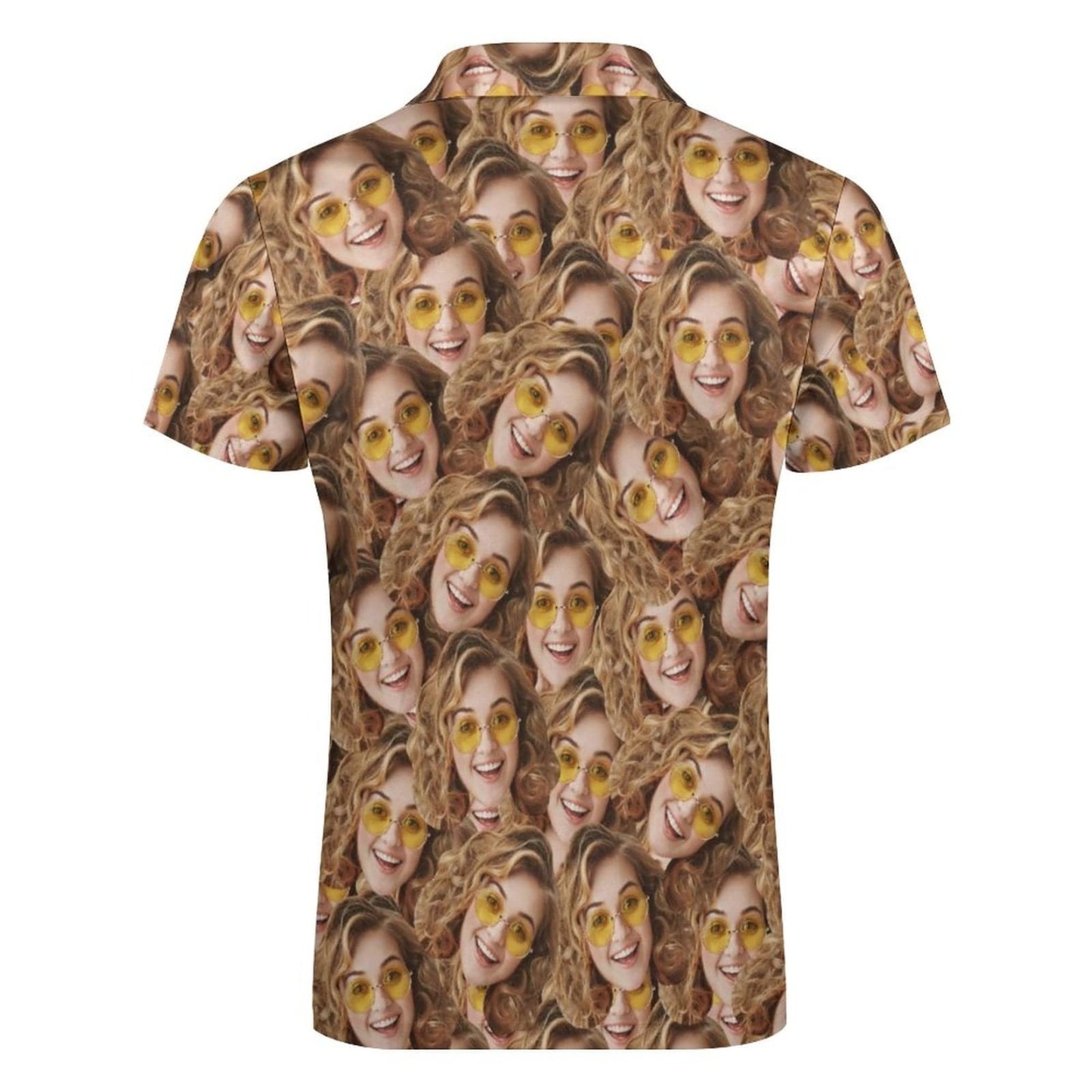 Custom #Plus-Size Custom Face Seamless Selfie Men's Short Sleeve Polo Shirt Personalized Zipper All Over Print Golf Shirt - YesCustom