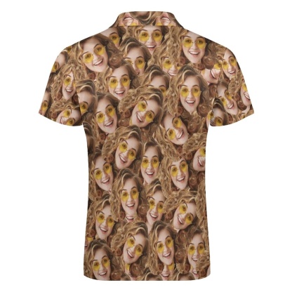 Custom #Plus-Size Custom Face Seamless Selfie Men's Short Sleeve Polo Shirt Personalized Zipper All Over Print Golf Shirt - YesCustom