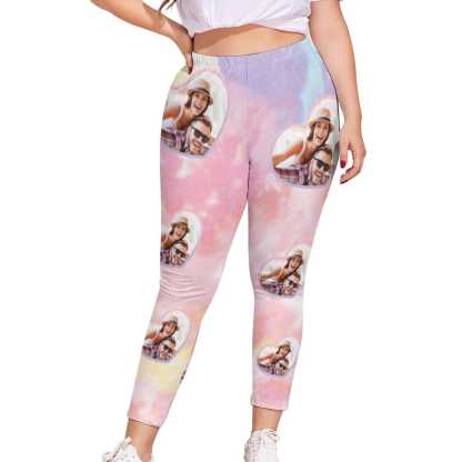 Custom #Plus Size Custom Photo Colorful Women's Plus Size Stretch Leggings - YesCustom