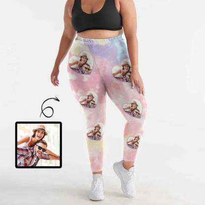 Custom #Plus Size Custom Photo Colorful Women's Plus Size Stretch Leggings - YesCustom