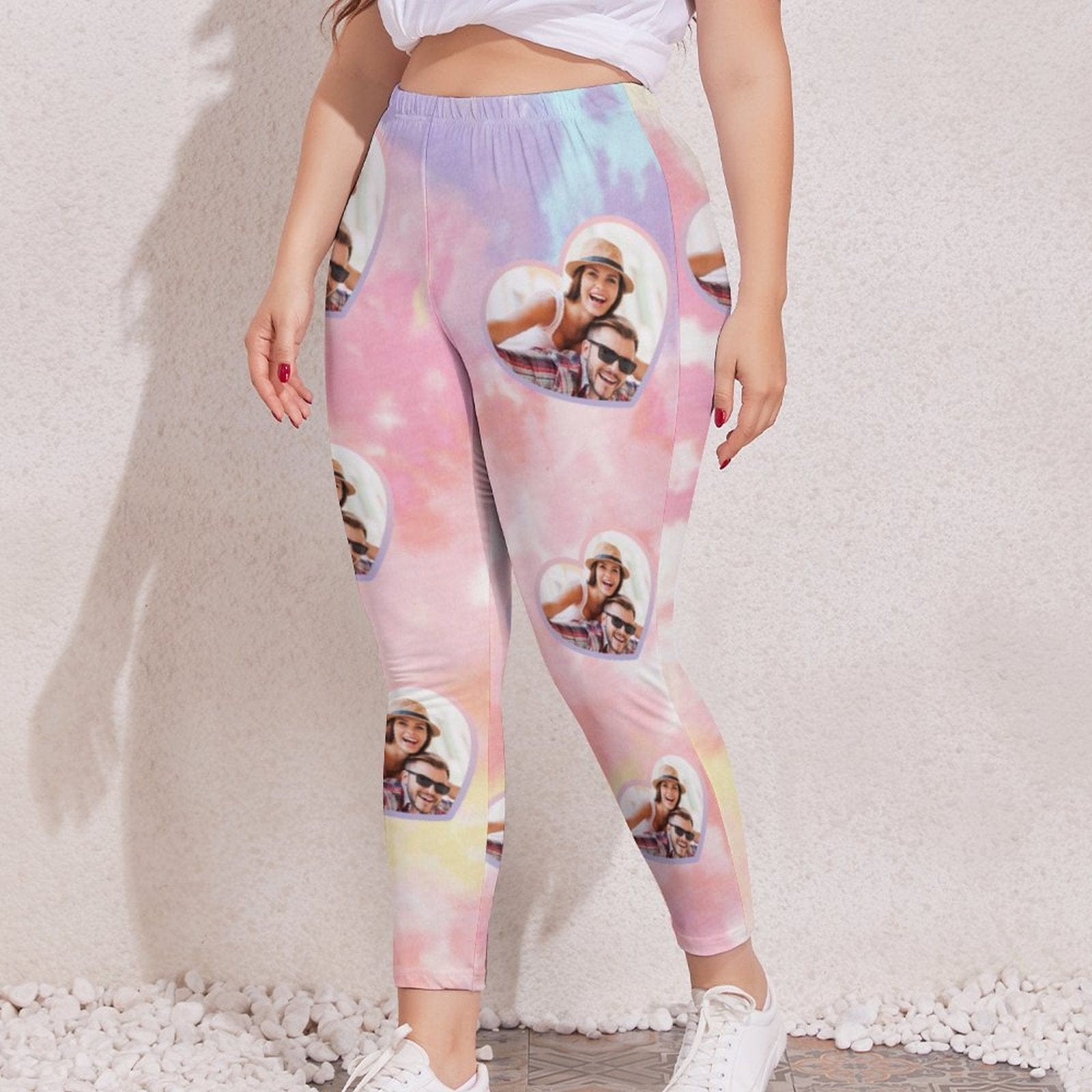 Custom #Plus Size Custom Photo Colorful Women's Plus Size Stretch Leggings - YesCustom