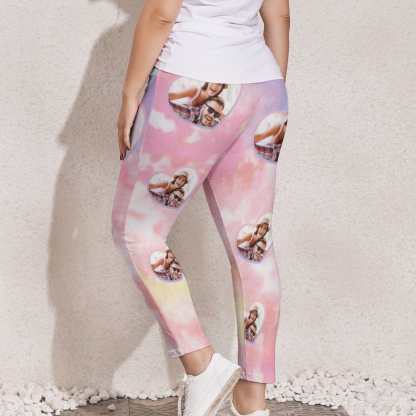 Custom #Plus Size Custom Photo Colorful Women's Plus Size Stretch Leggings - YesCustom
