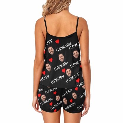 Custom #Plus Size Pajama Set-Custom Boyfriend Face Sleepwear Personalized Women's Sexy Cami Pajama Set Honeymoon Gift - YesCustom