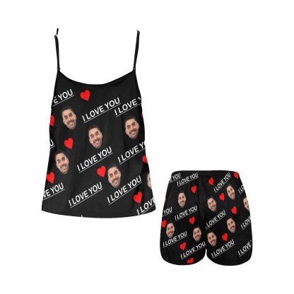 Custom #Plus Size Pajama Set-Custom Boyfriend Face Sleepwear Personalized Women's Sexy Cami Pajama Set Honeymoon Gift - YesCustom