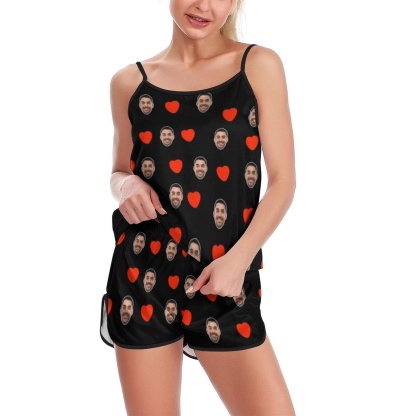 Custom #Plus Size Pajama Set-Custom Boyfriend Face Sleepwear Personalized Women's Sexy Cami Pajama Set Honeymoon Gift - YesCustom