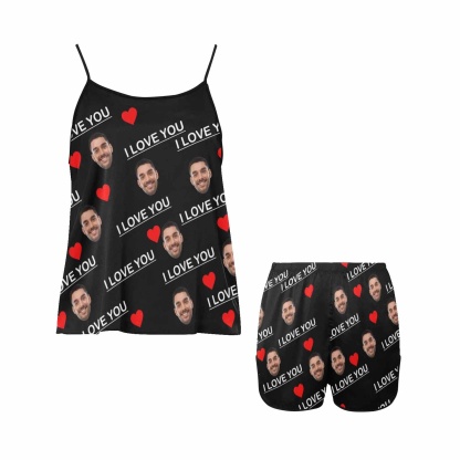 Custom #Plus Size Pajama Set-Custom Boyfriend Face Sleepwear Personalized Women's Sexy Cami Pajama Set Honeymoon Gift - YesCustom