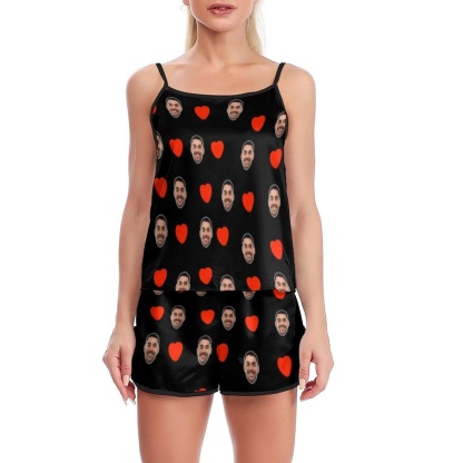 Custom #Plus Size Pajama Set-Custom Boyfriend Face Sleepwear Personalized Women's Sexy Cami Pajama Set Honeymoon Gift - YesCustom