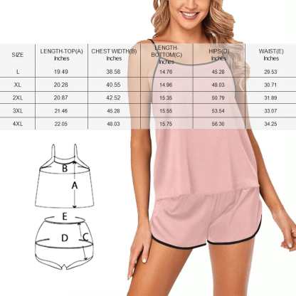 Custom #Plus Size Pajama Set-Custom Pet Face Plus Size Women's Sexy Cami Pajamas Set - YesCustom