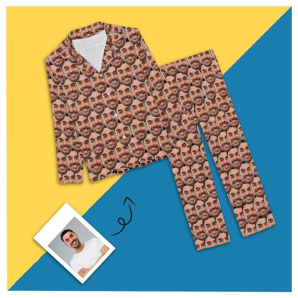 Custom Custom Boyfriend Seamless Face Pajamas Sleep Loungewear Personalized Women's Short Pajama Set - YesCustom