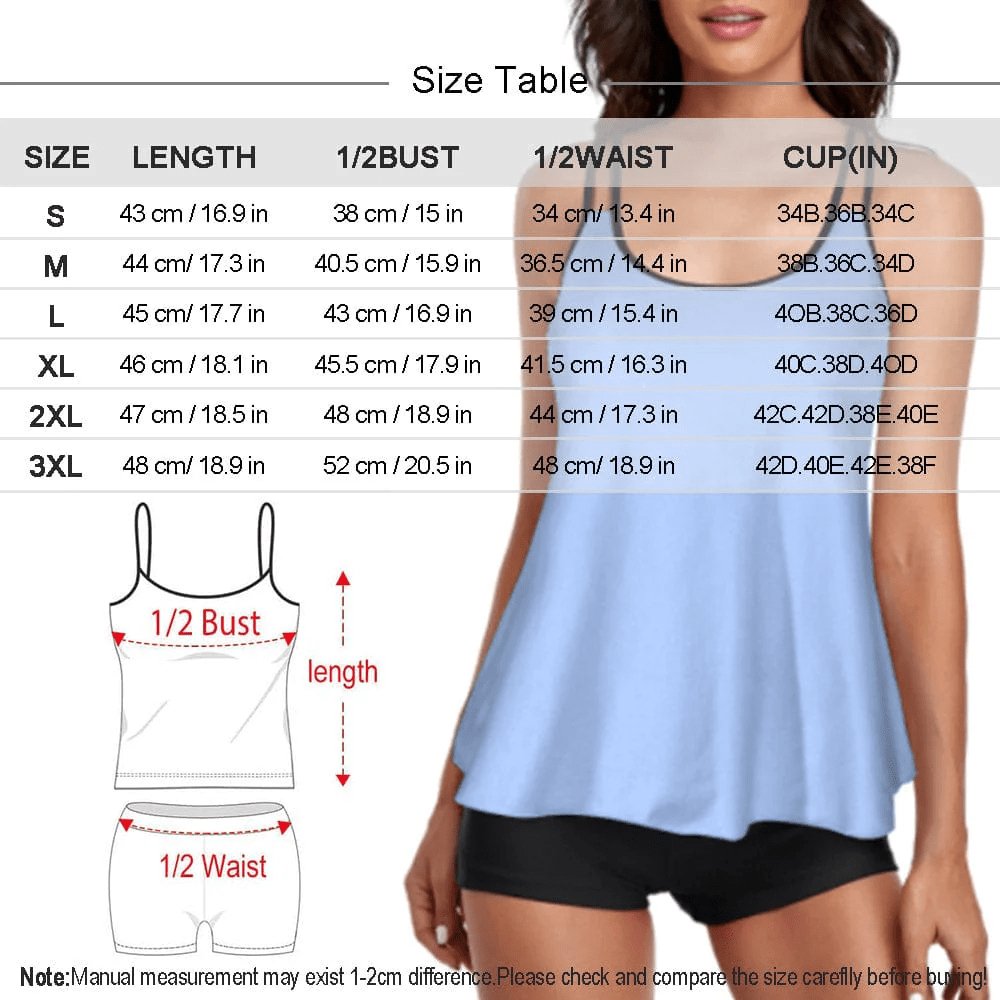 Custom #Plus-Size Swimdress And Shorts Custom Face Boyfriend Multicolour Swimsuit Personalized Tankini Bathing Suit For Women 2 Piece Swmsuit - YesCustom
