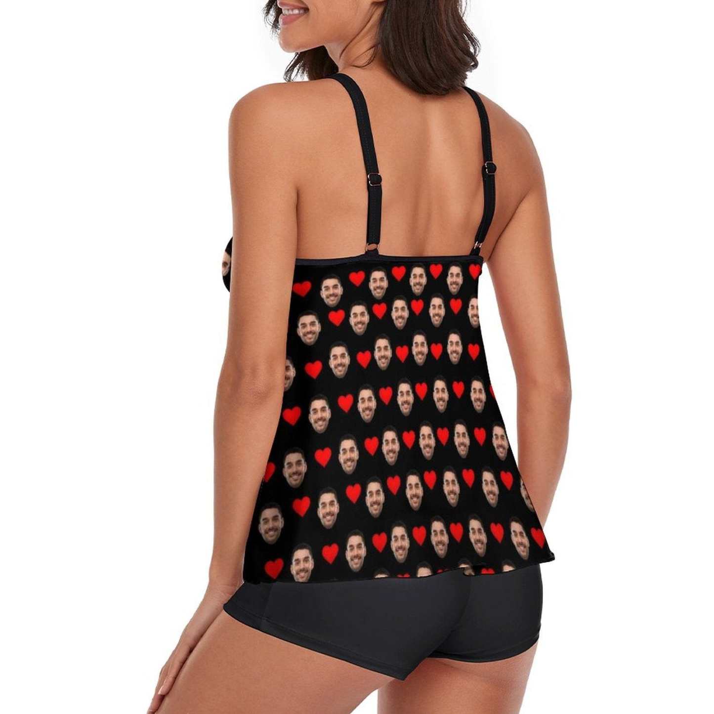 Custom #Plus-Size Swimdress And Shorts Custom Face Boyfriend Swimsuit Personalized Tankini Bathing Suit For Women 2 Piece Swmsuit - YesCustom
