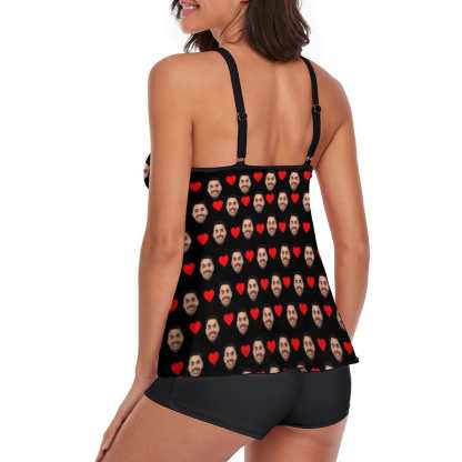 Custom #Plus-Size Swimdress And Shorts Custom Face Boyfriend Swimsuit Personalized Tankini Bathing Suit For Women 2 Piece Swmsuit - YesCustom