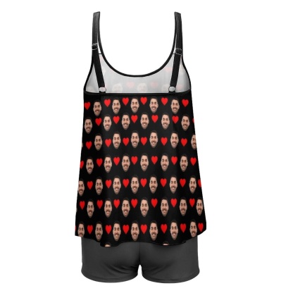 Custom #Plus-Size Swimdress And Shorts Custom Face Boyfriend Swimsuit Personalized Tankini Bathing Suit For Women 2 Piece Swmsuit - YesCustom