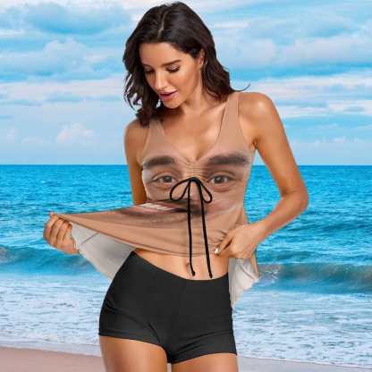 Custom #Plus-Size Swimdress And Shorts Custom Face My Husband Swimsuit Personalized Tankini Bathing Suit For Women 2 Piece Swmsuit - YesCustom
