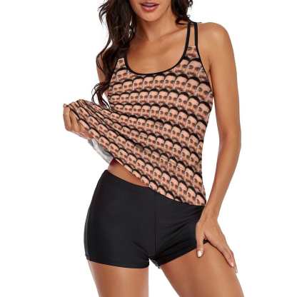 Custom #Plus-Size Swimdress And Shorts Custom Face Swimwear Sweet Lover Women Swimsuit Tankini Bathing Suit For Women 2 Piece Swmsuit - YesCustom