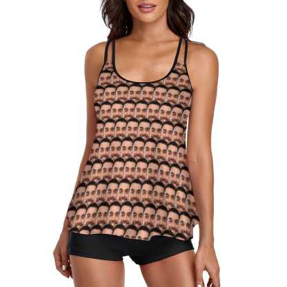 Custom #Plus-Size Swimdress And Shorts Custom Face Swimwear Sweet Lover Women Swimsuit Tankini Bathing Suit For Women 2 Piece Swmsuit - YesCustom