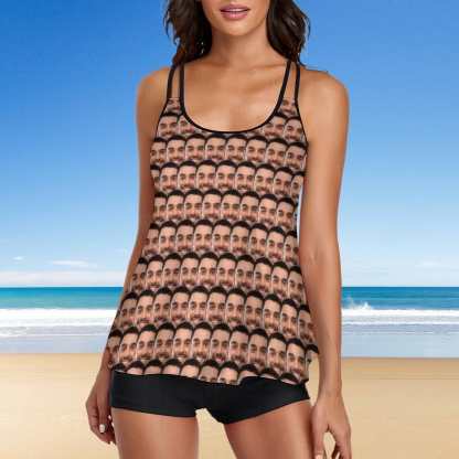 Custom #Plus-Size Swimdress And Shorts Custom Face Swimwear Sweet Lover Women Swimsuit Tankini Bathing Suit For Women 2 Piece Swmsuit - YesCustom