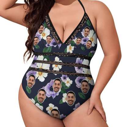 Custom #Plus Size Swimsuit-Custom Face Summer Sexy Swimsuits Personalized Women's New Strap One Piece Bathing Suit Vacation - YesCustom