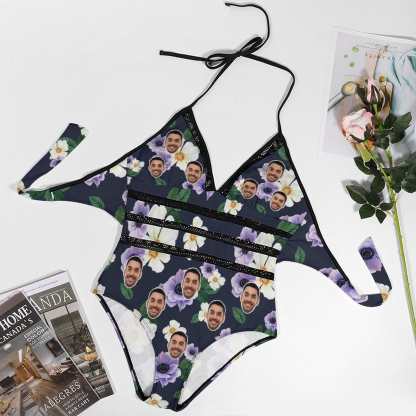Custom #Plus Size Swimsuit-Custom Face Summer Sexy Swimsuits Personalized Women's New Strap One Piece Bathing Suit Vacation - YesCustom