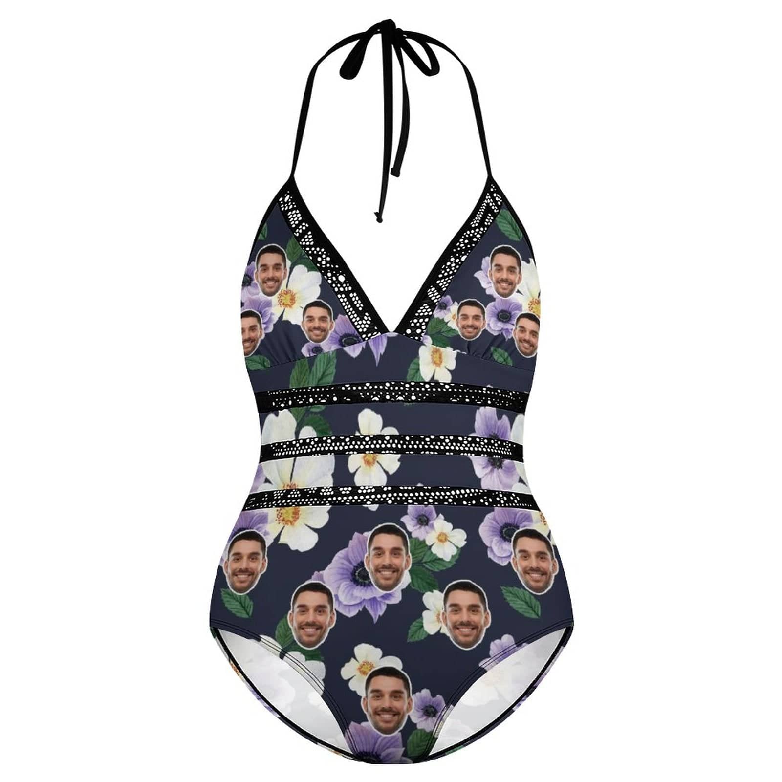 Custom #Plus Size Swimsuit-Custom Face Summer Sexy Swimsuits Personalized Women's New Strap One Piece Bathing Suit Vacation - YesCustom