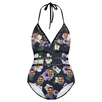 Custom #Plus Size Swimsuit-Custom Face Summer Sexy Swimsuits Personalized Women's New Strap One Piece Bathing Suit Vacation - YesCustom