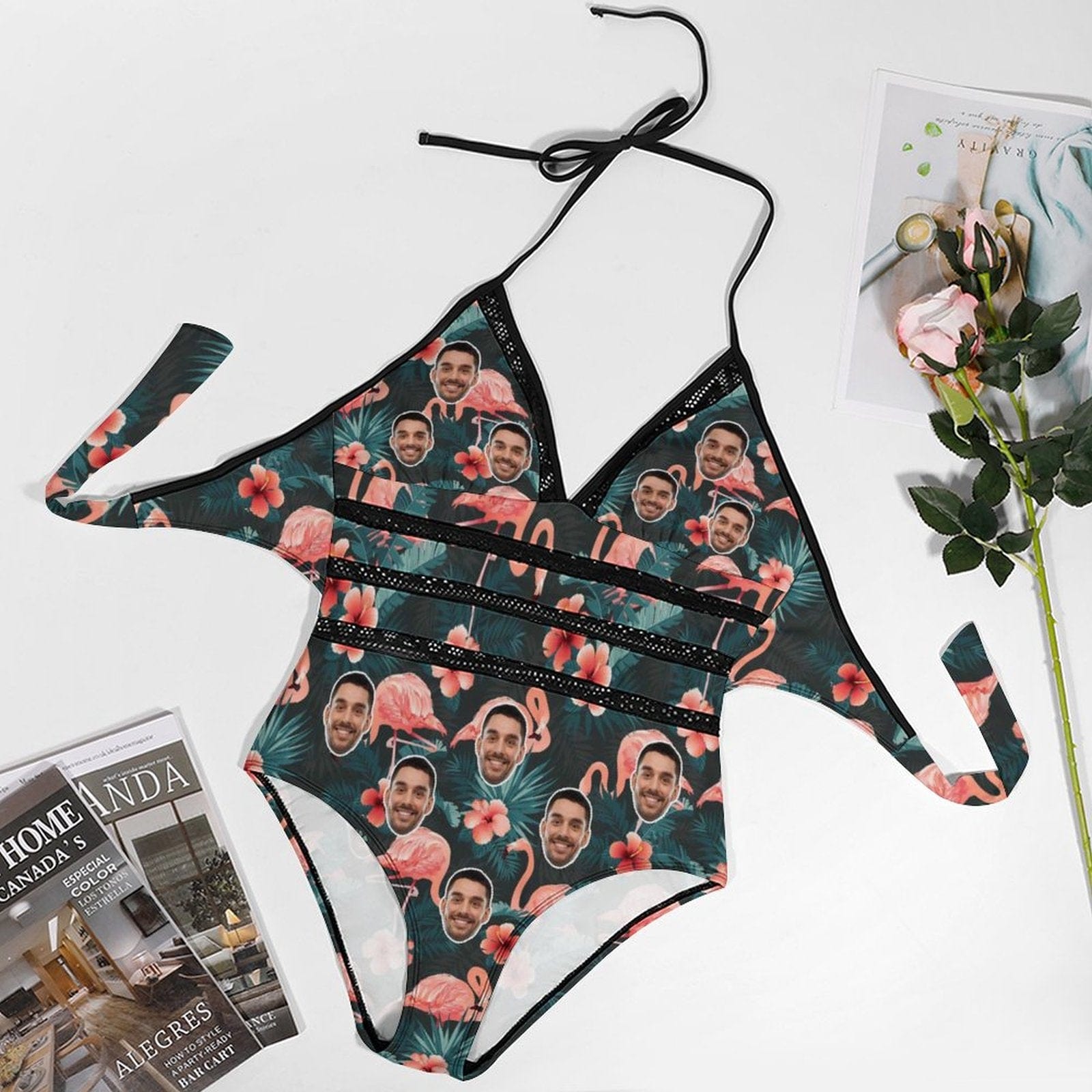 Custom #Plus Size Swimsuit-Custom Face Summer Sexy Swimsuits Personalized Women's New Strap One Piece Bathing Suit Vacation - YesCustom