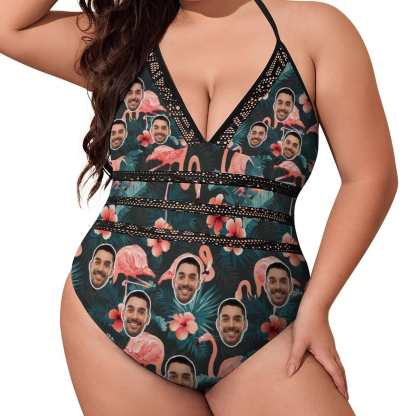 Custom #Plus Size Swimsuit-Custom Face Summer Sexy Swimsuits Personalized Women's New Strap One Piece Bathing Suit Vacation - YesCustom