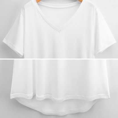 Custom #Plus Size T-shirt-Custom Face Seamless Boyfriend Plus Size V Neck T-shirt for Her Design Your Own Shirt Gift - YesCustom