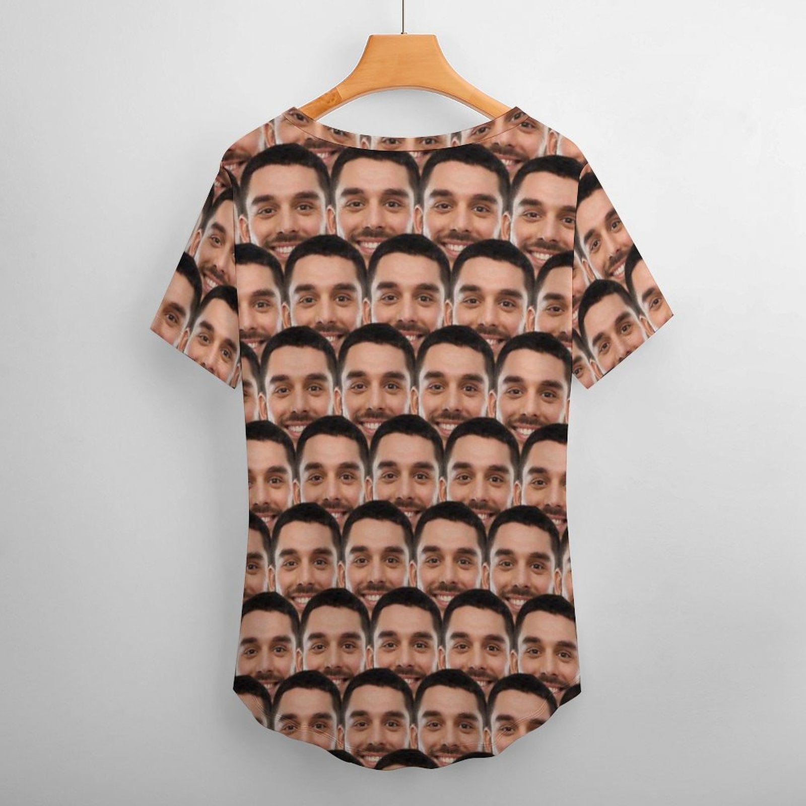 Custom #Plus Size T-shirt-Custom Face Seamless Boyfriend Plus Size V Neck T-shirt for Her Design Your Own Shirt Gift - YesCustom