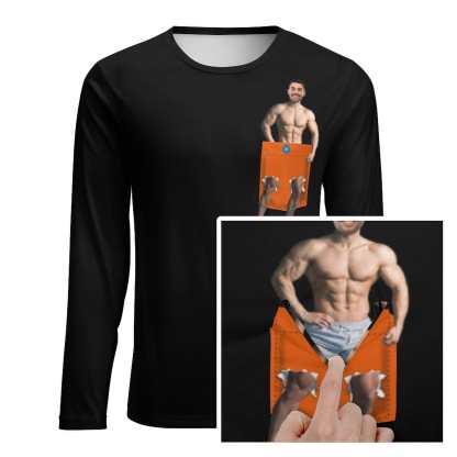 Custom #Pocket Sweatshirt Custom Face Funny Black Loose Sweatshirt Personalized Face Loose Sweatshirt With Pocket - YesCustom