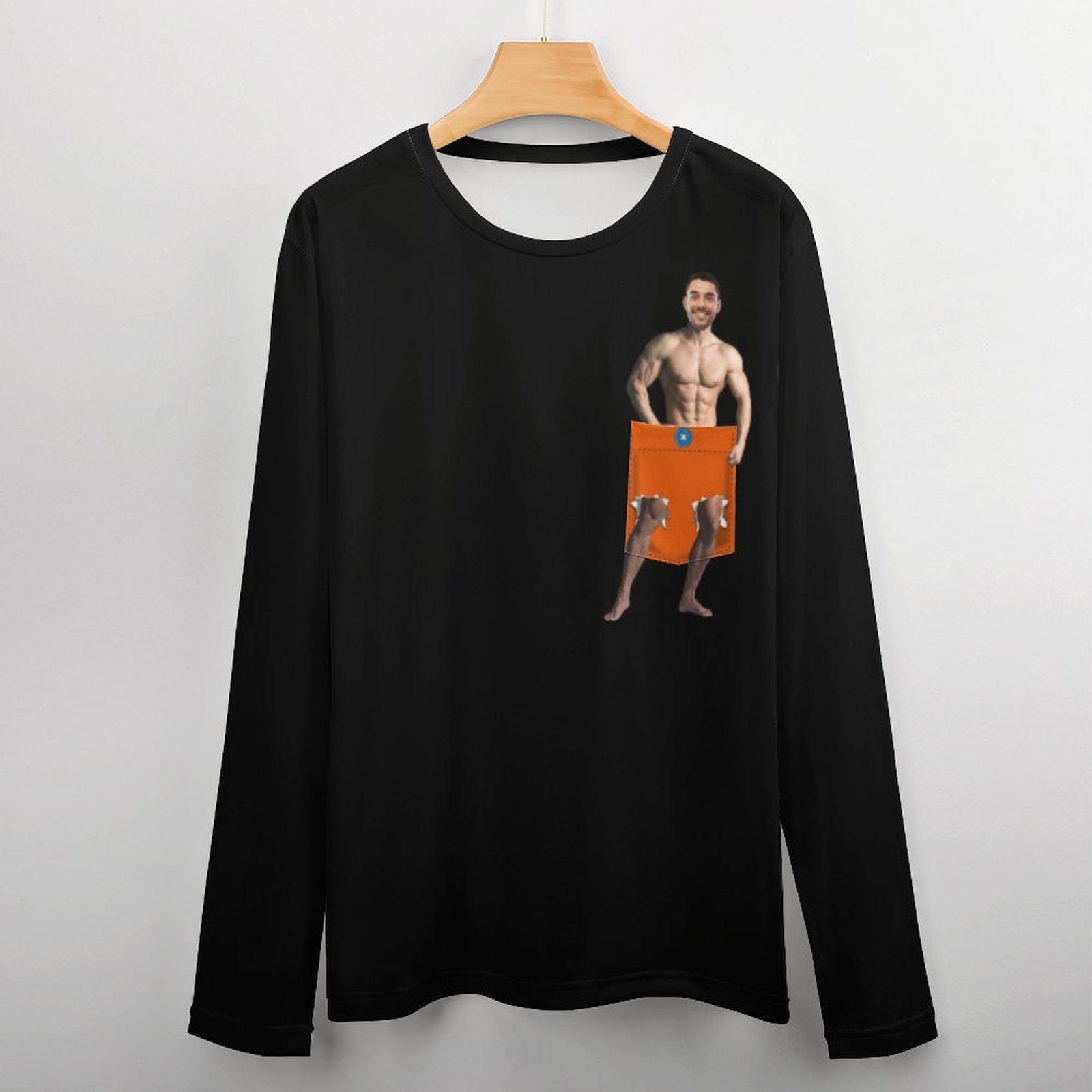 Custom #Pocket Sweatshirt Custom Face Funny Black Loose Sweatshirt Personalized Face Loose Sweatshirt With Pocket - YesCustom