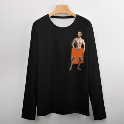 Custom #Pocket Sweatshirt Custom Face Funny Black Loose Sweatshirt Personalized Face Loose Sweatshirt With Pocket - YesCustom