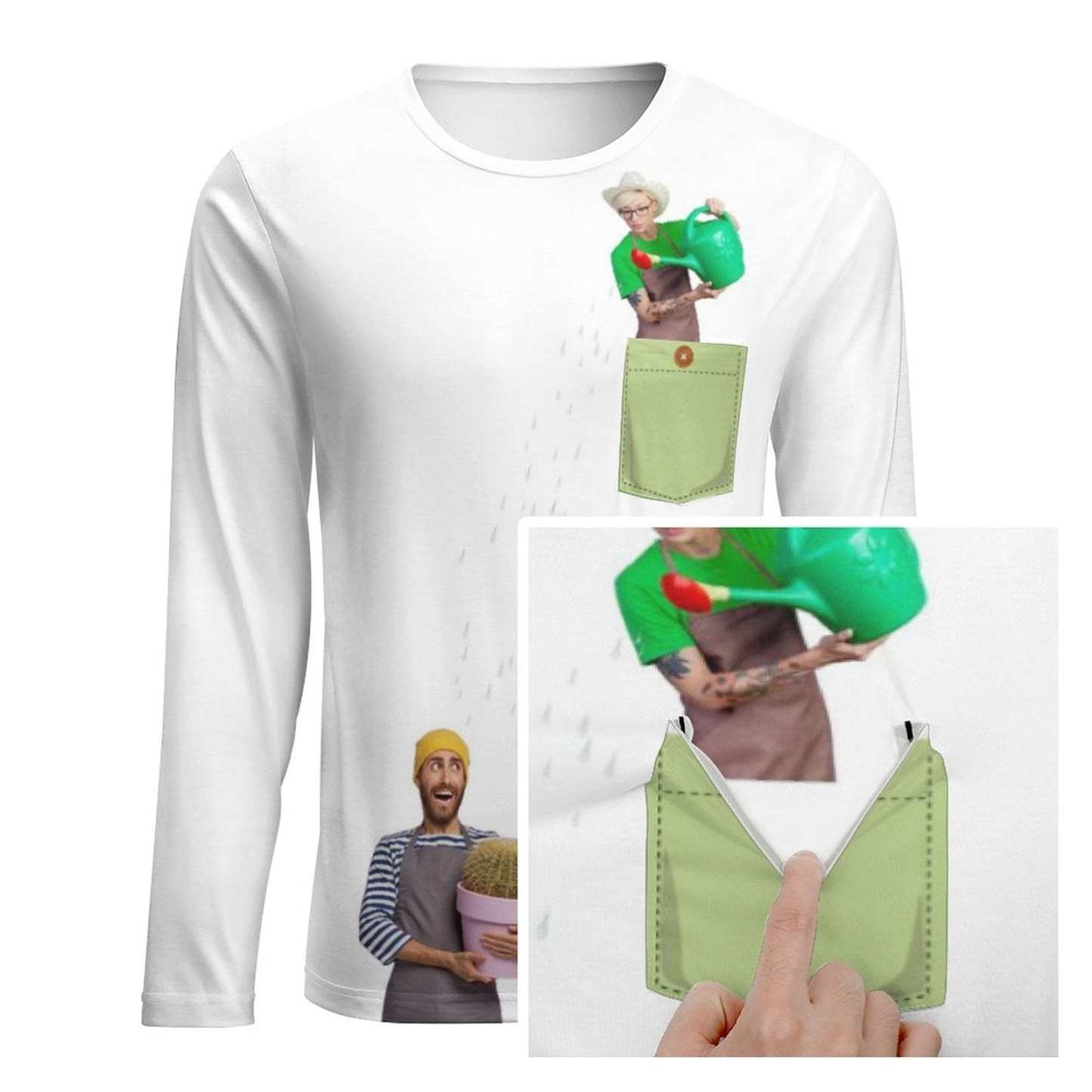 Custom #Pocket Sweatshirt Custom Face Gardener Loose Sweatshirt Personalized Face Loose Sweatshirt With Pocket - YesCustom