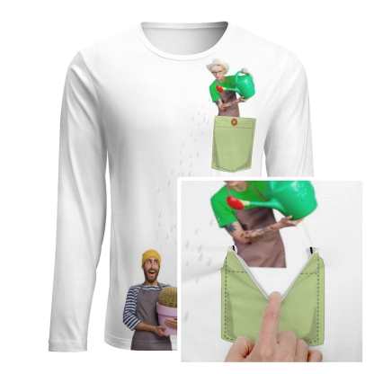 Custom #Pocket Sweatshirt Custom Face Gardener Loose Sweatshirt Personalized Face Loose Sweatshirt With Pocket - YesCustom
