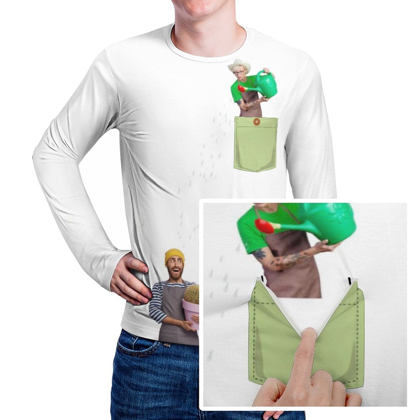 Custom #Pocket Sweatshirt Custom Face Gardener Loose Sweatshirt Personalized Face Loose Sweatshirt With Pocket - YesCustom