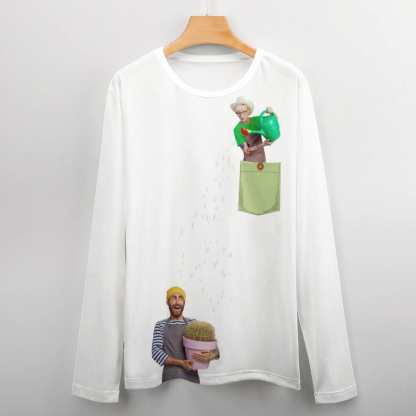 Custom #Pocket Sweatshirt Custom Face Gardener Loose Sweatshirt Personalized Face Loose Sweatshirt With Pocket - YesCustom