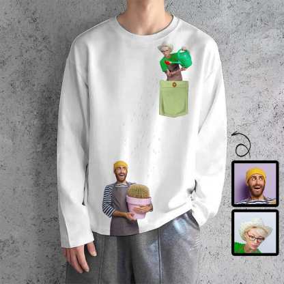 Custom #Pocket Sweatshirt Custom Face Gardener Loose Sweatshirt Personalized Face Loose Sweatshirt With Pocket - YesCustom