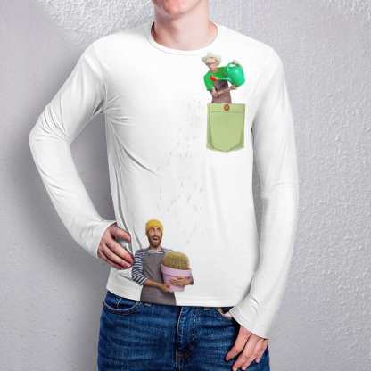 Custom #Pocket Sweatshirt Custom Face Gardener Loose Sweatshirt Personalized Face Loose Sweatshirt With Pocket - YesCustom