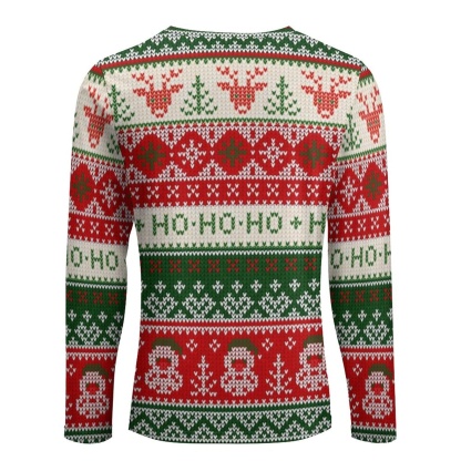 Custom #Pocket Sweatshirt Personalized Face Red-green Christmas Elements Ugly Men's Christmas Sweatshirts, Gift For Christmas Custom face Sweatshirt, Ugly Couple Sweatshirts - YesCustom