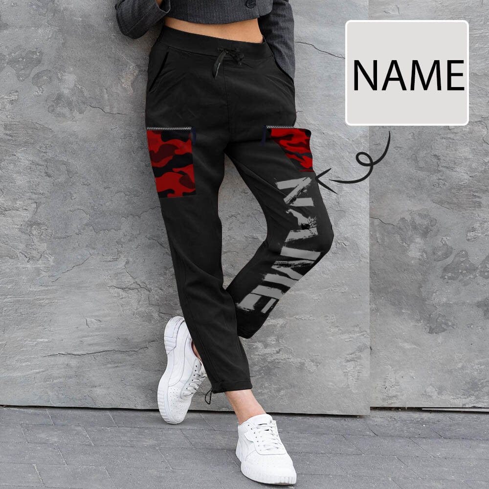 Custom Name Black Quick Dry Womens Casual Elastic Drawstring Pants
