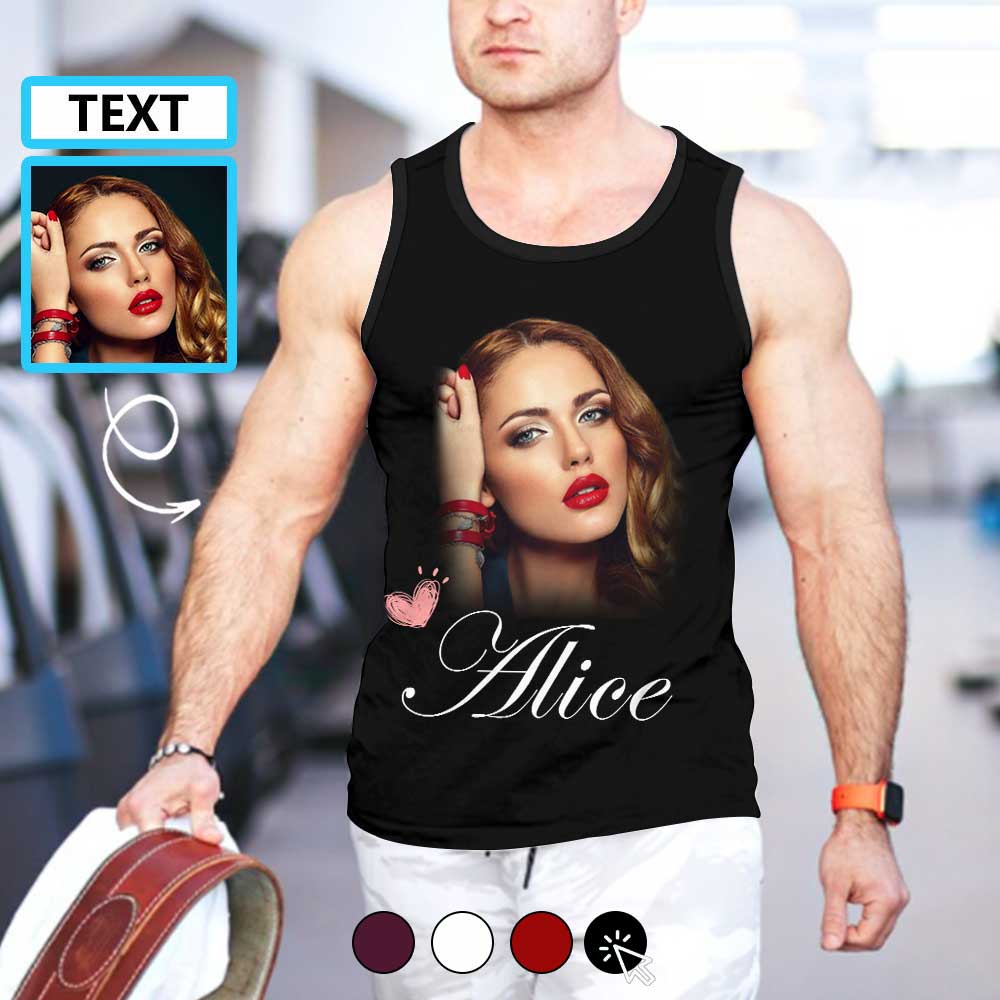 Tank Tops with Custom Photo&Text Heart Tank Men Sleeveless Shirt